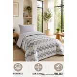 Tek Kişilik Pike Çift Taraflı Kapitone Pike ve Yatak Örtüsü Takımı – 160x230 cm Desenli (Çarşafsız) (Gri, Tek)