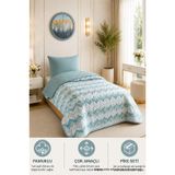 Tek Kişilik Pike Çift Taraflı Kapitone Pike ve Yatak Örtüsü Takımı – 160x230 cm Desenli (Çarşafsız) (Yeşil, Tek)