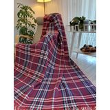 Tek Kişilik Skoç Battaniye, Scotch Battaniye,Throw Battaniye150*200 cm (Kırmızı-Lacivert) Sevgililer Günü Hediyesi