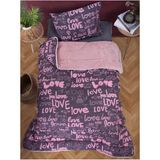 Tek Kişilik Welsoft Love Desenli Pembe Yorgan Seti Battaniye - Yorgan ve Çarşaf Takımı - 155 x 215 cm