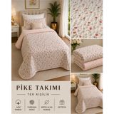 Tek Kişilik Yatak Örtüsü Pike Battaniye Ince Yorgan - Pembe - 155 x 220 / Pembe