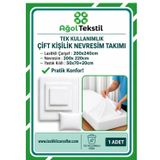 Tek Kullanımlık Çift Kişilik Nevresim Takımı | Lastikli Çarşaf + Yorgan Kılıfı + Yastık Kılıfı | Ağol Tekstil