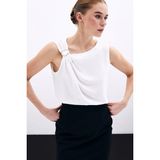 Tek Omuz Detaylı Bluz - Ekru - 40