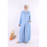 Tek Omuz Gold Toka Detaylı Tunik Pantolon Takım 8698 Bebe Mavisi