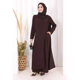 Tek Omuz Gold Toka Detaylı Tunik Pantolon Takım 8698 Kahverengi