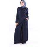 Tek Omuz Gold Toka Detaylı Tunik Pantolon Takım 8698 Lacivert - 48