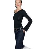Tek Omuz Siyah Uzun Kollu Tişört Fitted/Vücuda Oturan Kesim 1614034-900