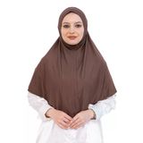 Tek Parça Hazır Başörtüsü Türban Şal – Kolay Takılan Uzun Şal Viskon Kahverengi