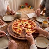 Tek Parça Masif İroko Ağacı 35 Cm Yuvarlak Oluklu Pizza Sunum Kesme Sunum Tahtası