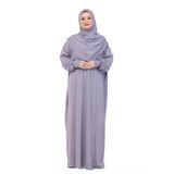 Tek Parça Namaz Elbisesi Seti, Viskon Yumuşak Tesettür Abaya, Rahat Hazır Şal Başörtüsü Takım Gri Standart