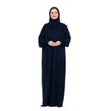 Tek Parça Namaz Elbisesi Seti, Viskon Yumuşak Tesettür Abaya, Rahat Hazır Şal Başörtüsü Takım Lacivert Standart