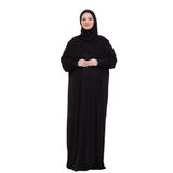 Tek Parça Namaz Elbisesi Seti, Viskon Yumuşak Tesettür Abaya, Rahat Hazır Şal Başörtüsü Takım Siyah Standart