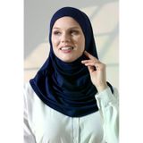 Tek Parça Pratik Namaz Başörtüsü, Hazır Geçmeli Tesettür Şal - Lacivert