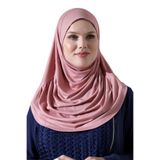 Tek Parça Pratik Namaz Başörtüsü, Hazır Geçmeli Tesettür Şal - Pembe