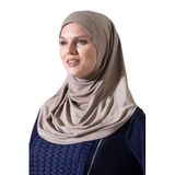 Tek Parça Pratik Namaz Başörtüsü, Hazır Geçmeli Tesettür Şal - Vizon
