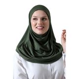 Tek Parça Pratik Namaz Başörtüsü, Hazır Geçmeli Tesettür Şal - Yeşil