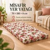 Tek Parça Sünger Yatak 8 Cm, Yer Yatağı, Balkon Yer Minderi,şantiye,karavan,deprem YATAĞI-70X180X8 Cm-Ingiliz Gülü - 70 x 180 cm