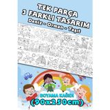 Tek Parça Taşıt-Orman-Deniz Dev Boyama Kağıdı 90CM*2,5 Metre Rulo- Çocuk Eğitici Boyama