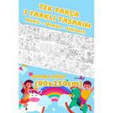 Tek Parça Unicorn-Orman-Deniz Dev Boyama Kağıdı 90CM*2,5 Metre Rulo- Çocuk Eğitici Boyama