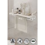 Tek Raflı Beyaz Banyo Rafı | Beyaz Profil | Havluluk | 40X20 Ebatında Ahşap