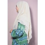 Tek Tesettür Giyim Tesettür Şifon Sufle Khimar Orta Boy Bej