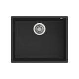 TEKA 115230020 Square 50.40 TG Granit Tezgahlı Kare Lavabo, 60 cm, 1 Lavabo, Sepet Valfli Gider Seti + Sifon, Yüksek Darbe Dayanımı, Siyah, 44 x 20 x 54 cm