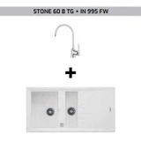 Teka Stone 60 B-TG Beyaz Granit Eviye + IN 995 FW Beyaz Kuğu Mutfak Bataryası Seti