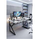 tekahome Oyuncu Masası Ofis masası Bilgisayar Masası Çalışma Masası Beyaz - Siyah 60X120