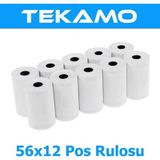 Tekamo 56x12 Termal Pos Yazarkasa Rulosu 10 Adet 1 Paket - Beyaz