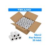 Tekamo 56x12 Yazar Kasa Pos Rulosu ( 50 Adet ) Rulo Kağıt 5 Paket