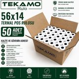 Tekamo 56X14 Termal Yazar Kasa Pos Rulosu ( 50 Adet ) 5 Paket - Beyaz