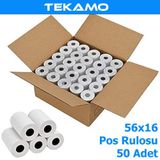 Tekamo 56x16 Yazar Kasa Pos Rulosu ( 50 Adet ) 5 Paket