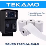 Tekamo 56X25 Pompa Yazarkasa Termal Pos Rulosu 10 Adet - Beyaz