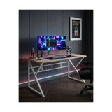 TEKATEL Oyuncu masası Bilgisayar Masası Gaming Masa Metal ayaklı Çalışma Ofis masası Renk Çam-Beyaz 140X60