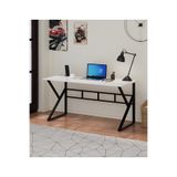 TEKATEL Oyuncu Masası Bilgisayar Masası Metal ayaklı Çalışma Masası Ofis masası Beyaz - Siyah 140X60