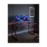 TEKATEL Oyuncu Masası Gaming Masa Bilgisayar Masası Metal ayaklı Çalışma, Ofis masası Siyah-Siyah 120X60