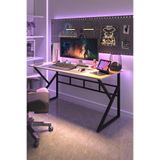 TEKATEL Oyuncu Masası Ofis masası Bilgisayar Masası Metal ayaklı Çalışma Masası Çam - Siyah 140X60