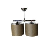 TEKAY AYDINLATMA 2 Lİi metal krom iskelet hasır başlıklı avize kahve 18 x 35