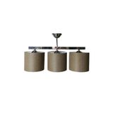 TEKAY AYDINLATMA 3 Lü metal krom iskelet hasır başlıklı avize kahve 18 x 35