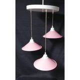 TEKAY AYDINLATMA 3 lü metal tepsili avize pembe metal başlık pembe 50 x 30