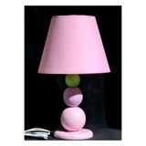 TEKAY AYDINLATMA Ahşap Ayaklı Pembe Kumaş Başlıklı Kız Çocuk Odası Abajur Yatak Odası Başlık Çap 25 Cm PEMBE