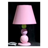 Tekay Aydınlatma Ahşap Ayaklı Pembe Kumaş Başlıklı Kız Çocuk Odası Abajur Yatak Odası Başlık Çap 25 Cm