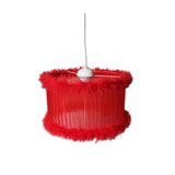 TEKAY AYDINLATMA Beyaz kırmızı pembe siyah Kız Erkek Çocuk Odası Tüylü Avize Yatak Odası Avizesi Çap 30 Cm KIRMIZI 30 x 60