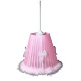 TEKAY AYDINLATMA Kız Çocuk Odası Fiyonklu Peluş Tüylü Pembe Avize PEMBE 20 x 30