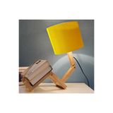 TEKAY AYDINLATMA Oturan Adam Abajur Doğal Ahşap Oynar Gövdeli Sarı Jüt Ip Başlıklı Kitaplıklı sarı