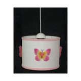TEKAY AYDINLATMA Pembe Kelebekli Beyaz Pvc Kız Çocuk Odası Avize Genişlik 25 Cm 6998 26 x 36
