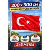 Tekbir Kırtasiye 200 x 300 cm Büyük Boy Türk Bayrağı – Dış Mekâna Uygun, Dayanıklı ve Canlı Renkli - Kırmızı - 200*300 - bayrak