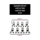 Teker 8 Li Set Duşakabin Tekerleği Alt Üst Cam Kabin Rulman Makara 24 Mm Krom Beyaz - Şeffaf