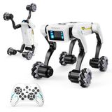 Tekerlekli Akıllı Robot Köpek, 30+ Programlanabilir Eylem, Ses ve Uzaktan | Şarj Edilebilir Pil, Mecanum Tekerlekleri, Programlanabilir Dublör Hareketleri, 6 Yaş ve Üzeri Çocuklar için Arazi Dublör