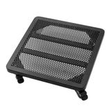 Tekerlekli Arabalı Çiçek Saksıları için Sağlam Kare Metal Siyah Stand, İç ve Dış Mekan Büyük Saksılar İçin İdeal, Tepsi ve Drenaj Deliği Dahil (40 x 40 x 9 cm